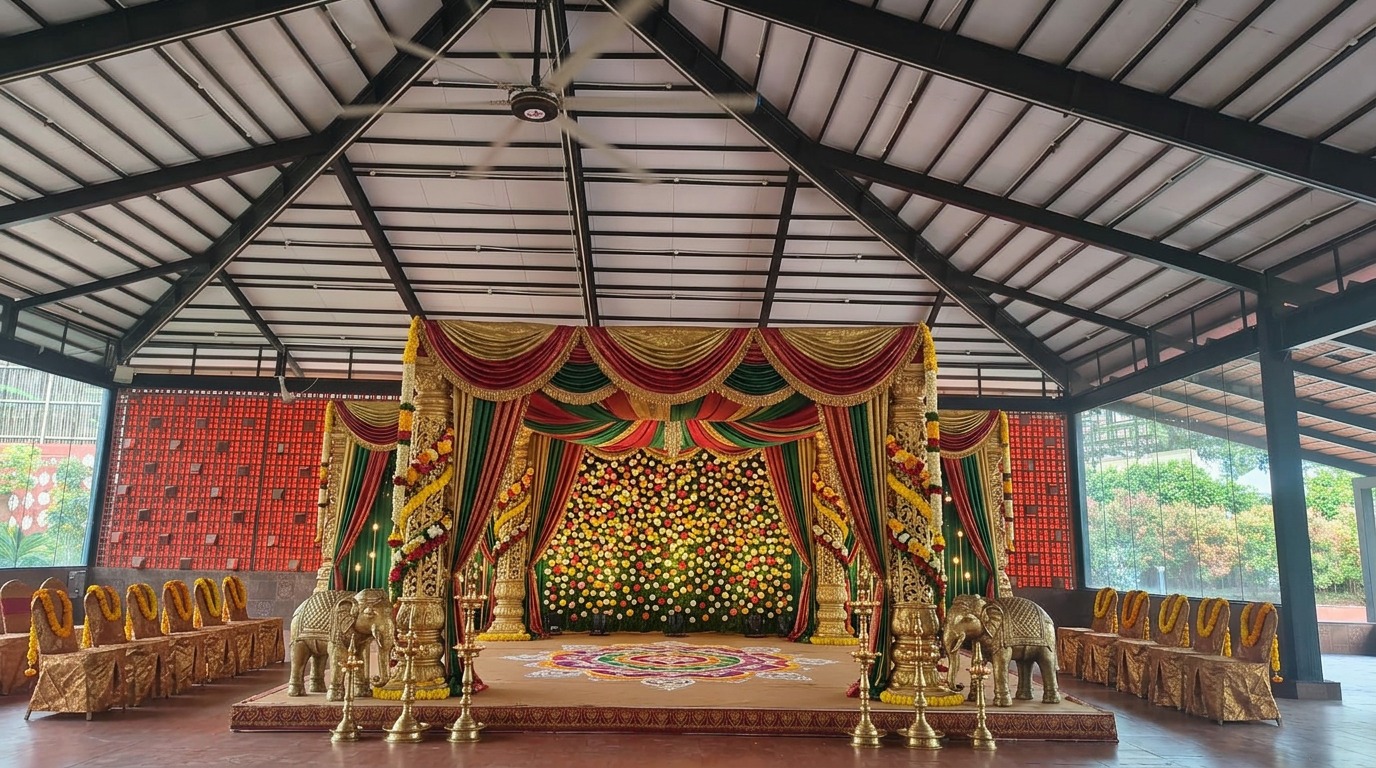Royal Silk Draped Mandap at ARC Pyramid