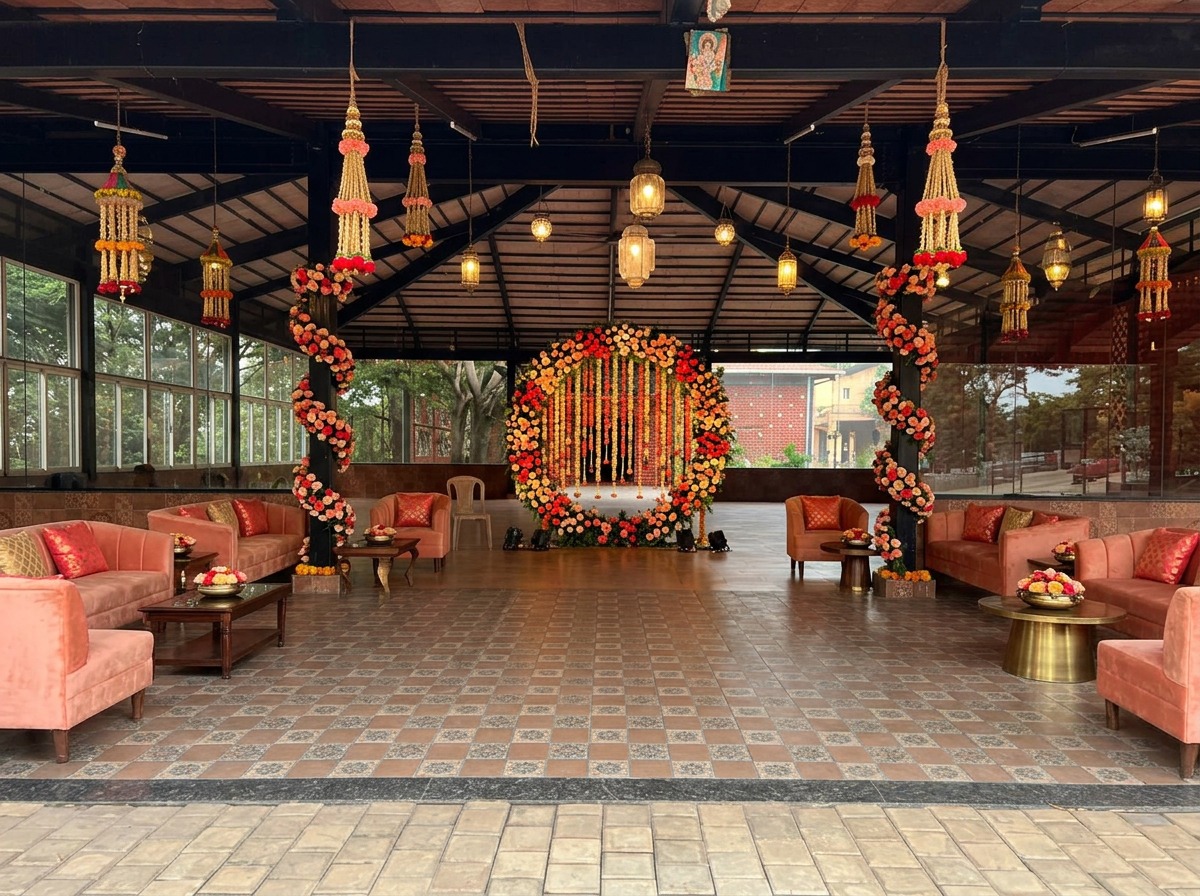Circular Floral Ring Backdrop & Lounge Stage at ARC Pyramid