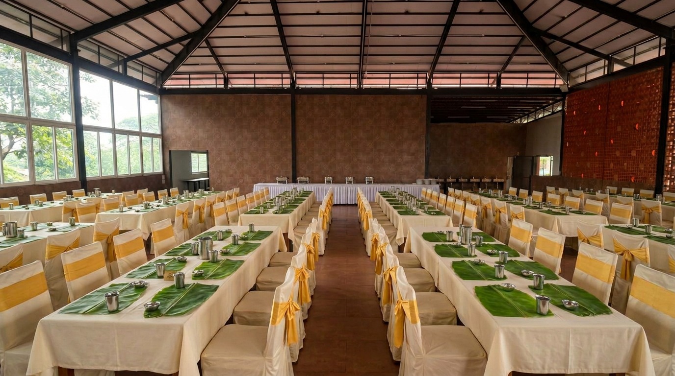Banquet Hall Seating with Golden Sashes at ARC Pyramid